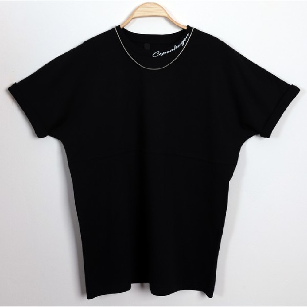 SOPRON Outdoors Erkek Siyah Oversize Copenhagen Baskılı Bisiklet Yaka Kısa Kollu %100 Pamuk T-Shirt Erkek T-shirt Fiyatı