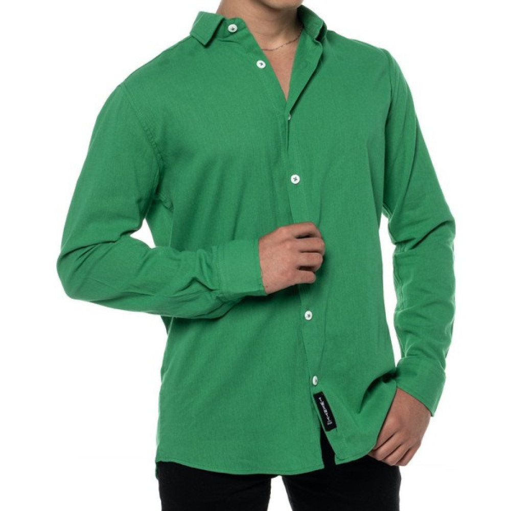 SOPRON Outdoors Erkek Yeşil Keten Regular Fit Gömlek Yaka Uzun Kollu Gömlek Erkek Gömlek Fiyatı