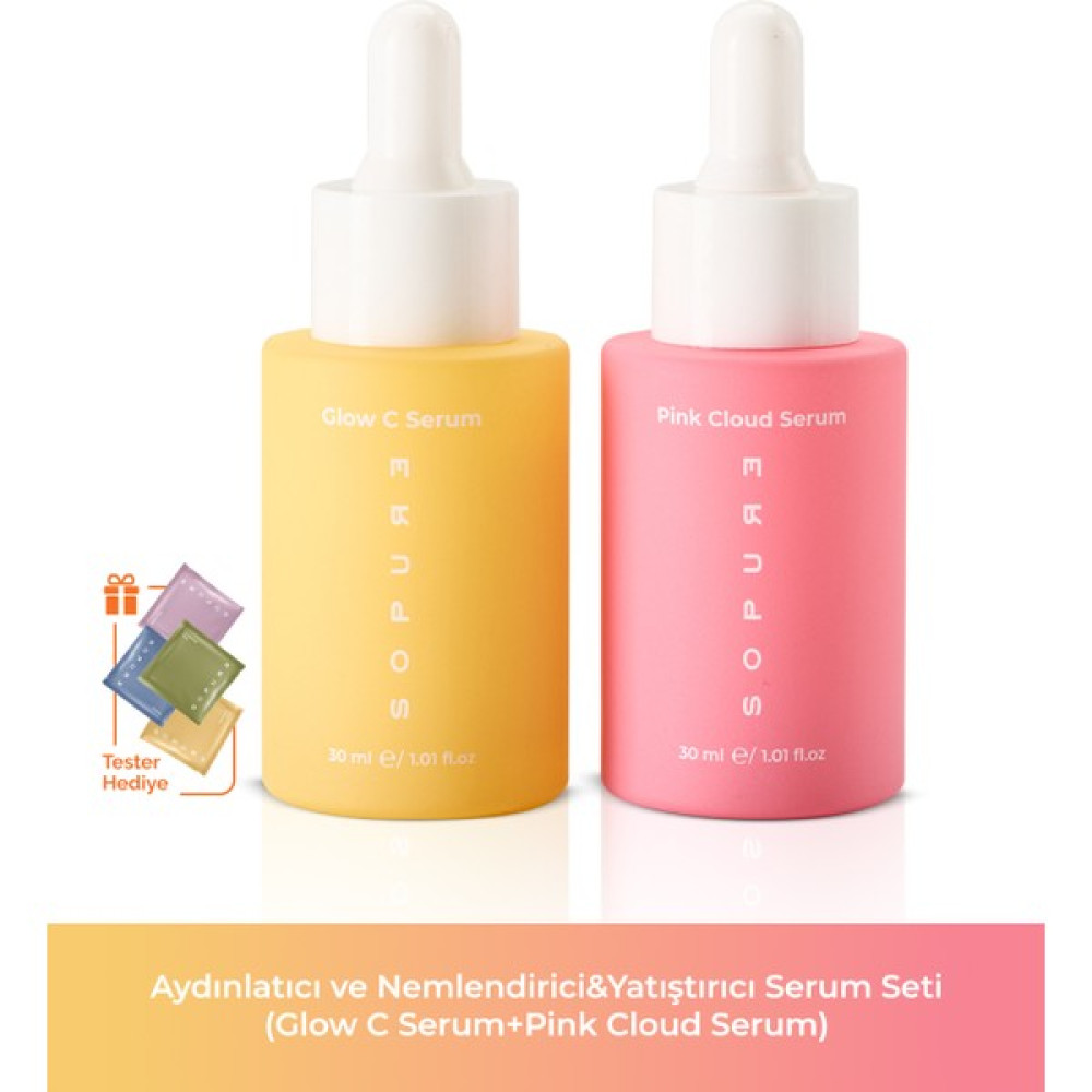 Sopure Aydınlatıcı ve Nemlendirici Serum Seti (Glow C Serum+Pink Cloud Serum) Cilt ve Yüz Bakımı Fiyatı
