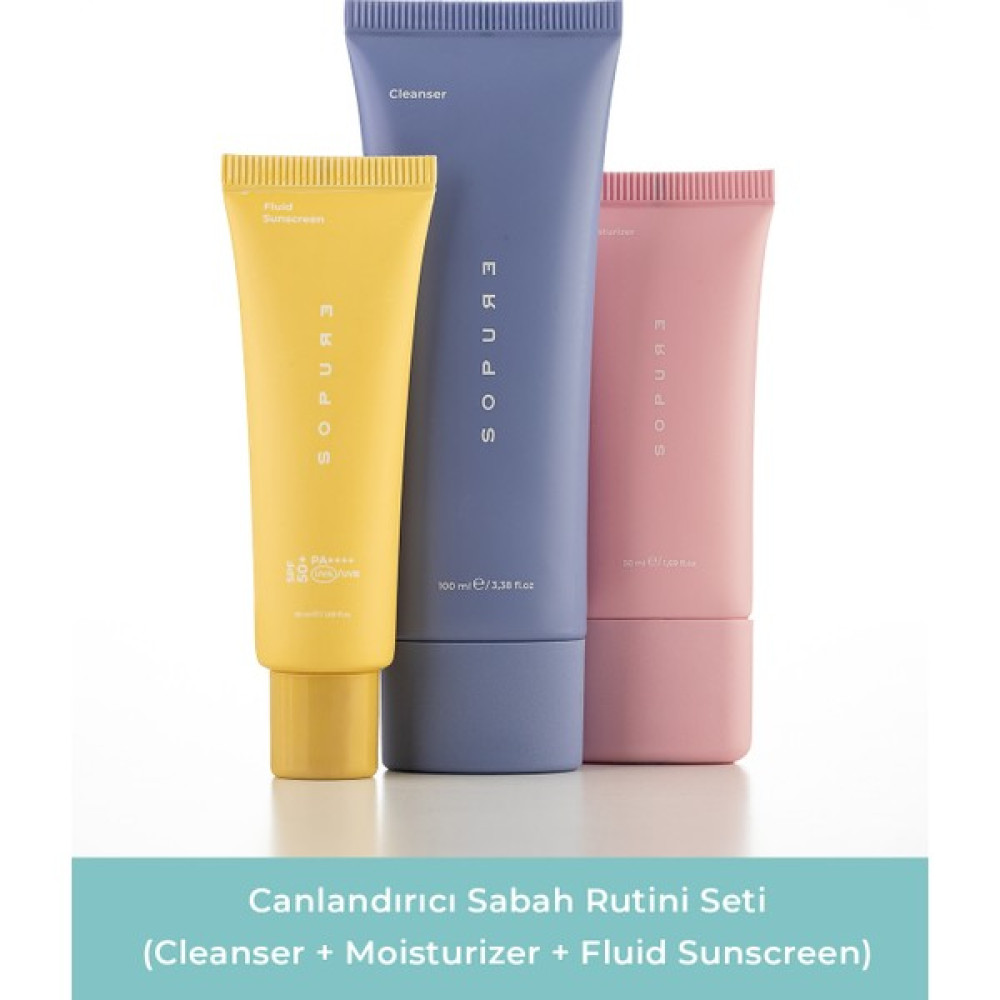 Sopure Canlandırıcı Sabah Rutini Seti (Cleanser + Moisturizer + Fluid Sunscreen) Cilt ve Yüz Bakımı Fiyatı