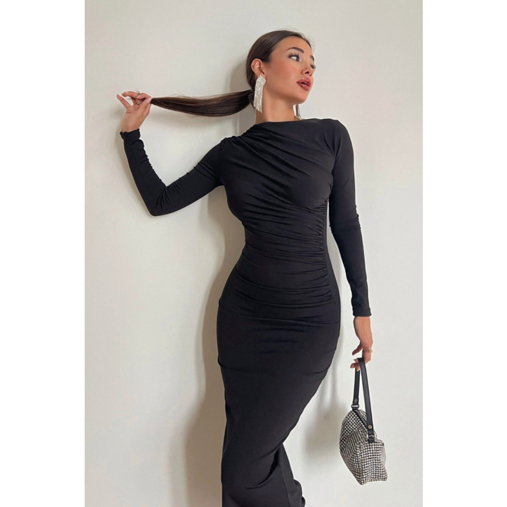 Sorridi Kailey Siyah Drape Detay Maxi Elbise S Beden Elbise Fiyatı