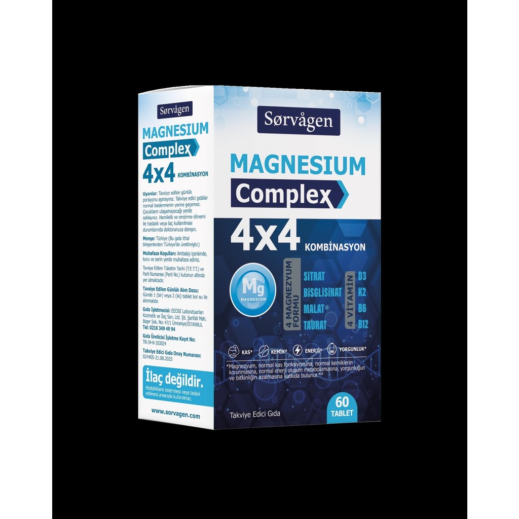 Sorvagen 4x4 Magnezyum Complex - 60 Tablet - Aromasız Sporcu Besini & Supplementler Fiyatı