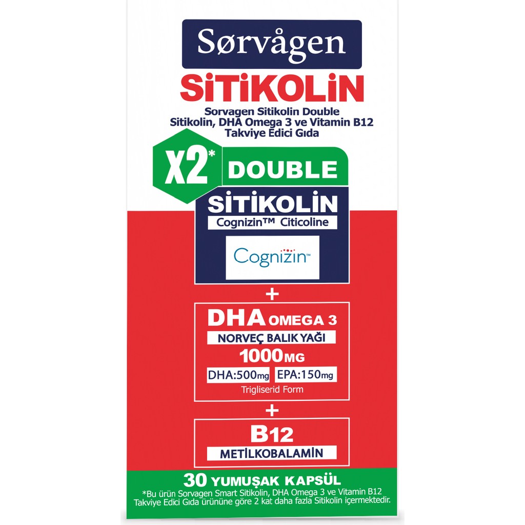 Sorvagen Smart Double Sitikolin Dha Omega 3 ve B12 30 Kapsül Diğer Fiyatı