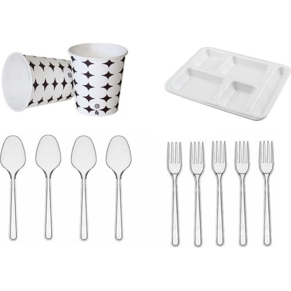 Sos Tedarik 5 Gözlü Köpük Tabak + Plastik Çatal + Kaşık 7 Oz Bardak Mutfak Sarf Malzemeleri Fiyatı