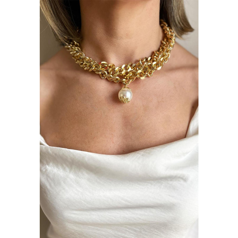 Sose Moda Büyük Inci Detaylı Üçlü Choker Kolye Bijuteri Kolye Fiyatı