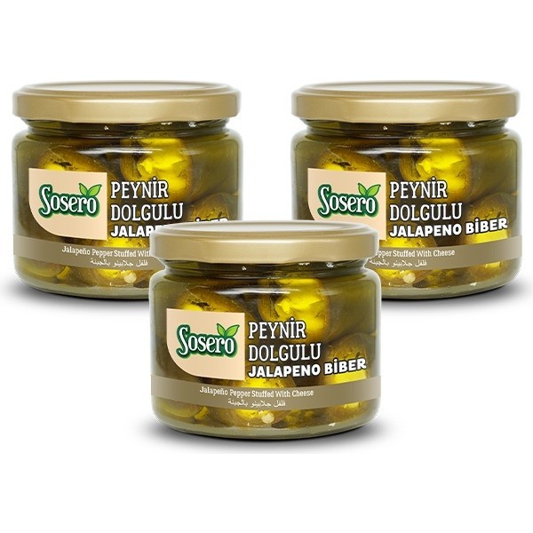 Sosero Peynir Dolgulu Jalapeno Biber 3 x 290 gr Cam Kavanoz Ege Menşeli Lezzetli Atıştırmalık - 1 Adet Diğer Fiyatı