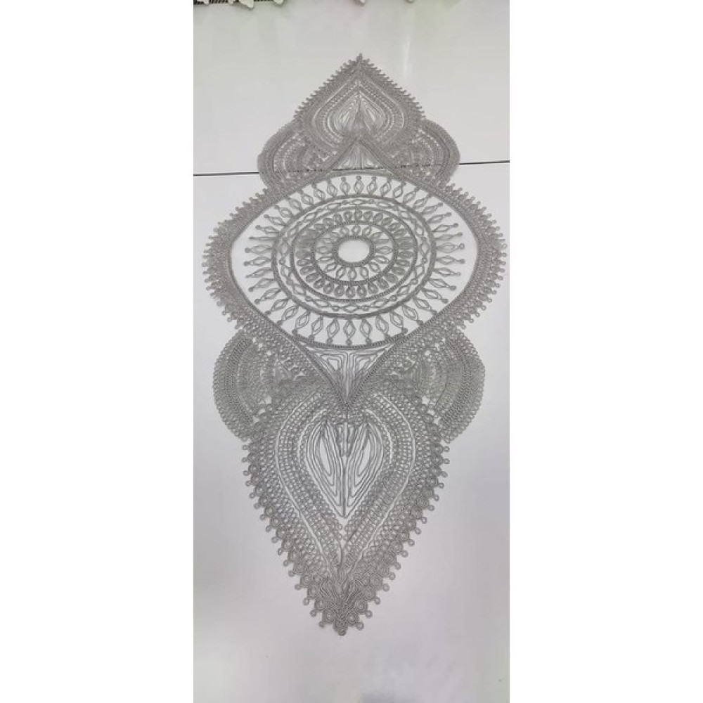 Sosyete Dükkanı Dantel Detaylı Gümüş Runner 130 x 55 cm. - 130 x 60 cm Masa Örtüsü Fiyatı