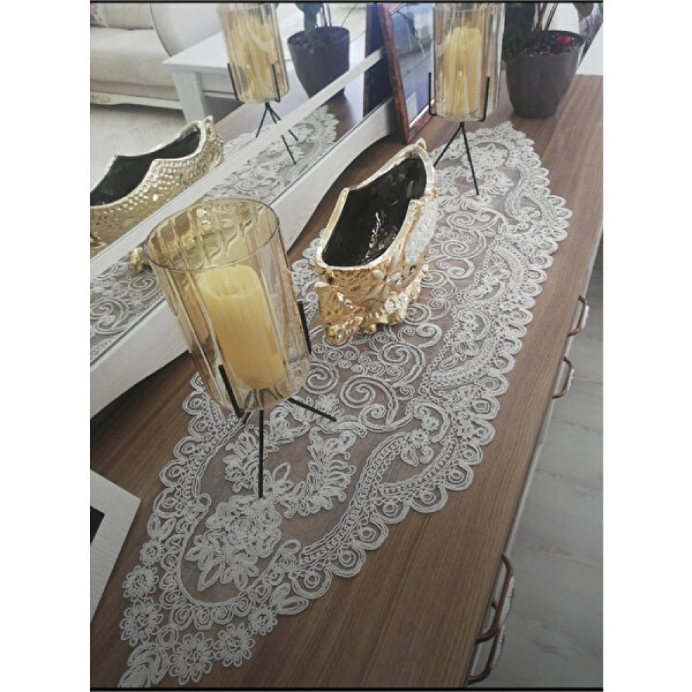 Sosyete Dükkanı Kuru Runner Beyaz (115X35) - 115 x 35 cm Masa Örtüsü Fiyatı