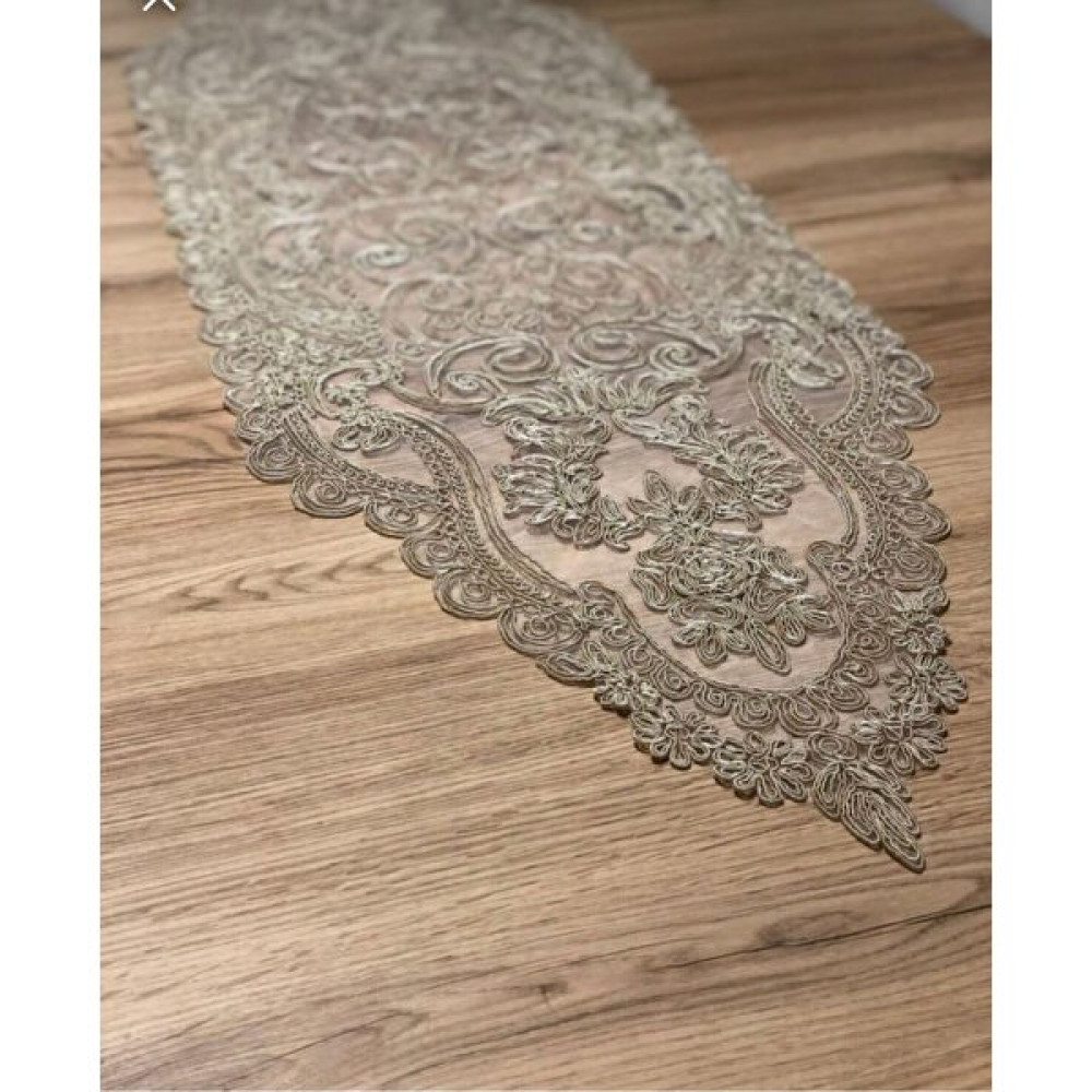 Sosyete Dükkanı Özel Işlemeli Runner (100X35CM) - Sütlü Kahve - 35 x 100 cm Amerikan Servis Fiyatı