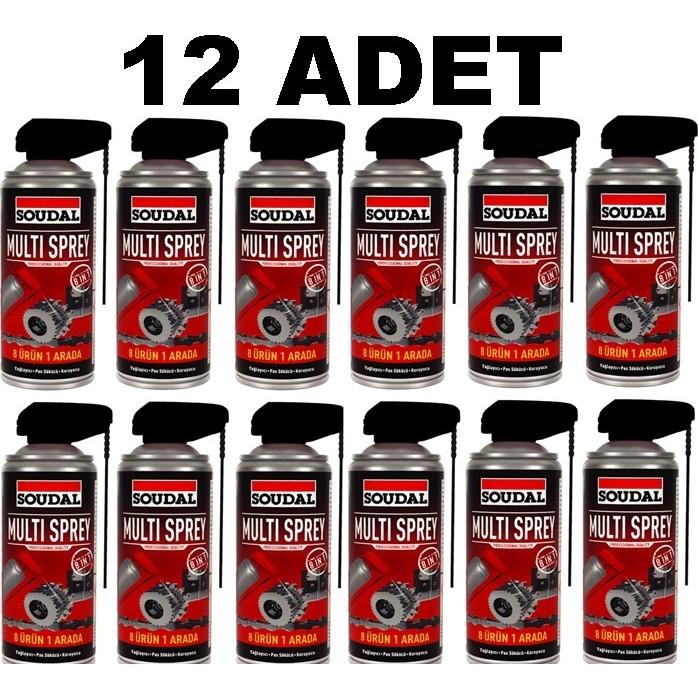 Soudal Multi Sprey Yağlayıcı-Pas Sökücü Spreyi 400 ml - 12 ADET - Şeffaf Oto Yağlayıcılar Fiyatı