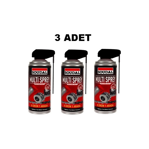 Soudal Multi Sprey Yağlayıcı-Pas Sökücü Spreyi 400 ml - 3 ADET - Şeffaf Oto Yağlayıcılar Fiyatı