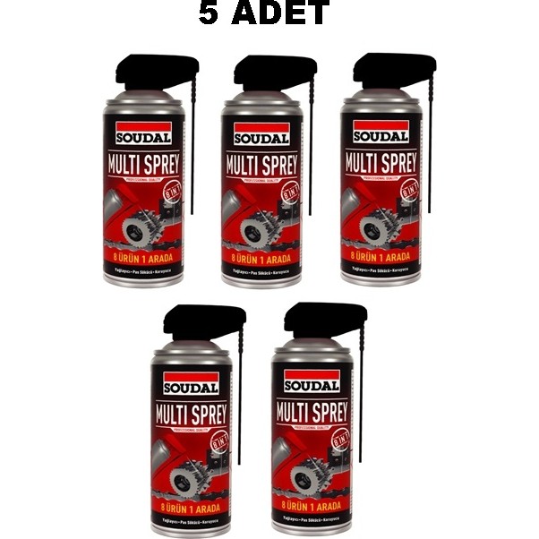 Soudal Multi Sprey Yağlayıcı-Pas Sökücü Spreyi 400 ml - 5 ADET - Şeffaf Oto Yağlayıcılar Fiyatı