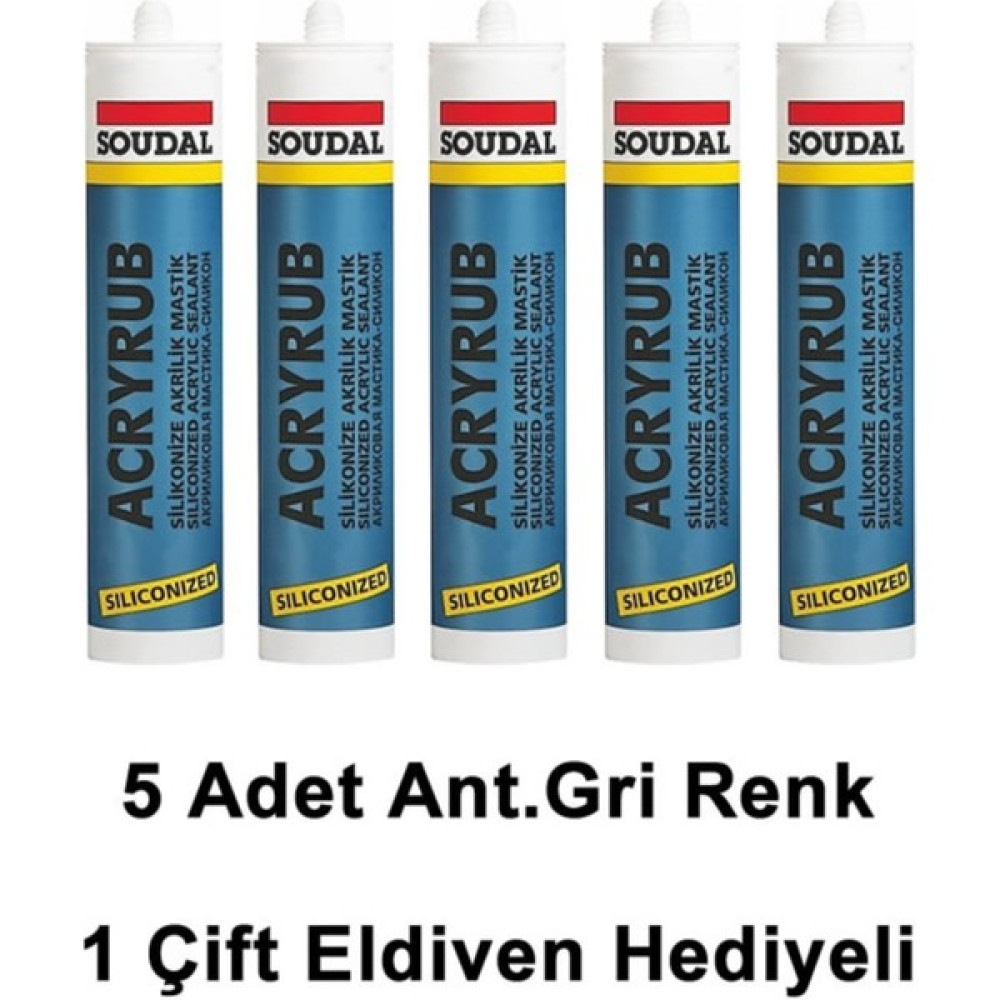Soudal Silikonize Mastik Antrasit Gri 500 gr 5 Adet Nalburiye & Hırdavat Fiyatı