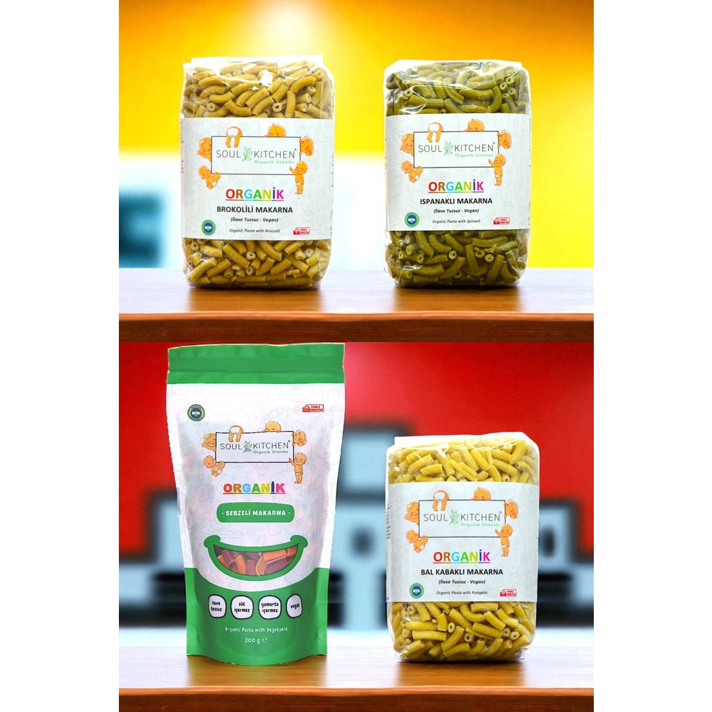 Soul Kitchen Organik 4'lü Makarna Seti (Vegan) (Ilave Tuzsuz) Diğer Fiyatı