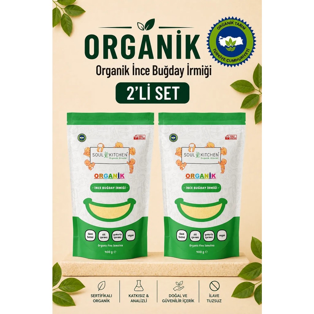 Soul Kitchen Organik İnce Buğday İrmiği 400 gr - 2'li Avantaj Set - (bebek irmiği) Diğer Fiyatı