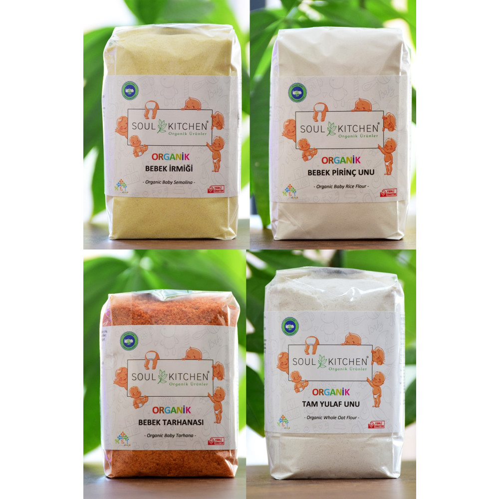 Soul Kitchen Organik Ürünler Organik Bebek İrmiği + Bebek Pirinç Unu + Bebek Tarhanası + Bebek Yulaf Unu Avantaj Paket (4x250gr) Bebek Mamaları Fiyatı