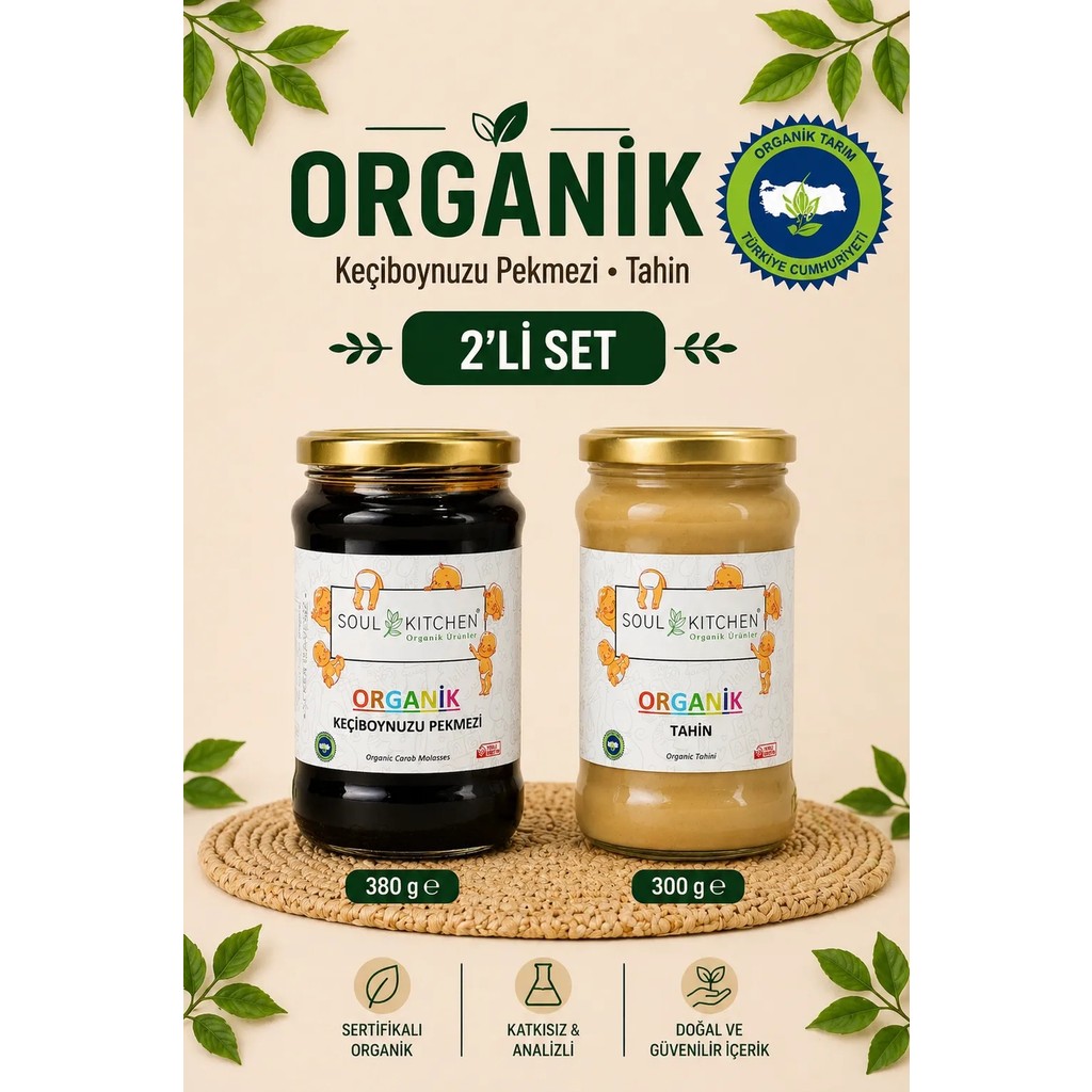 Soul Kitchen Organik Ürünler Organik Tahin ** Organik Keçiboynuzu Pekmezi (Soğuk Sıkım) (Şeker Ilavesiz) Avantaj Set Diğer Fiyatı