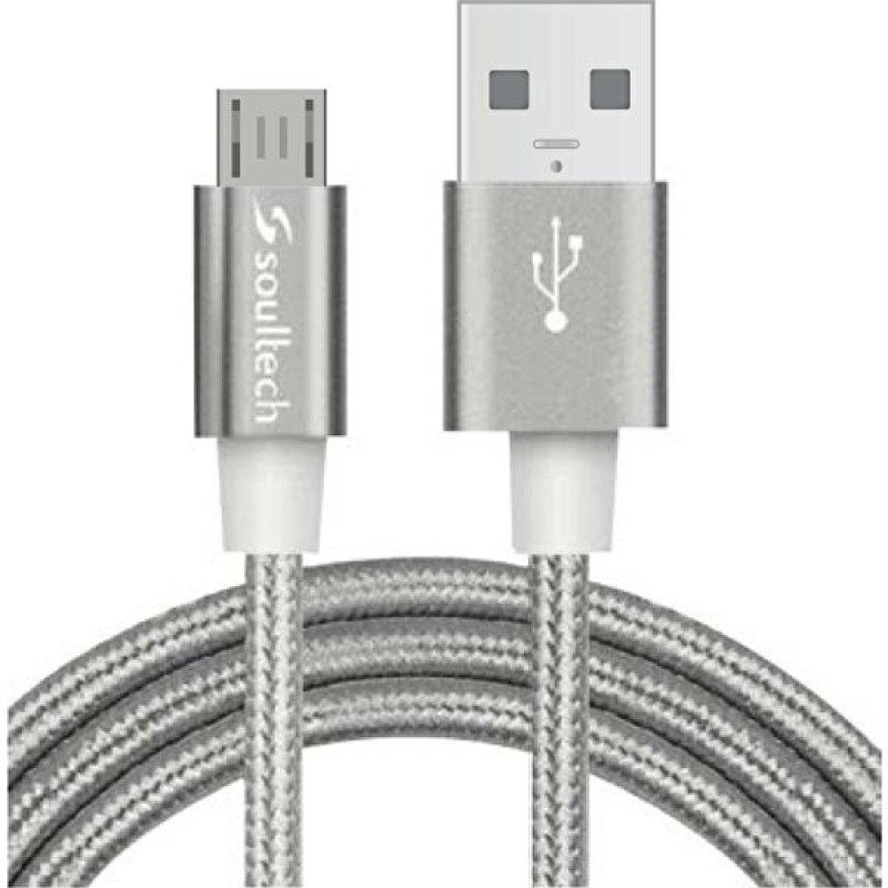 Soultech 2.0 A Micro USB İp Örgü Metal Data Şarj Kablosu Gri Cep Telefonu Kablosu Fiyatı