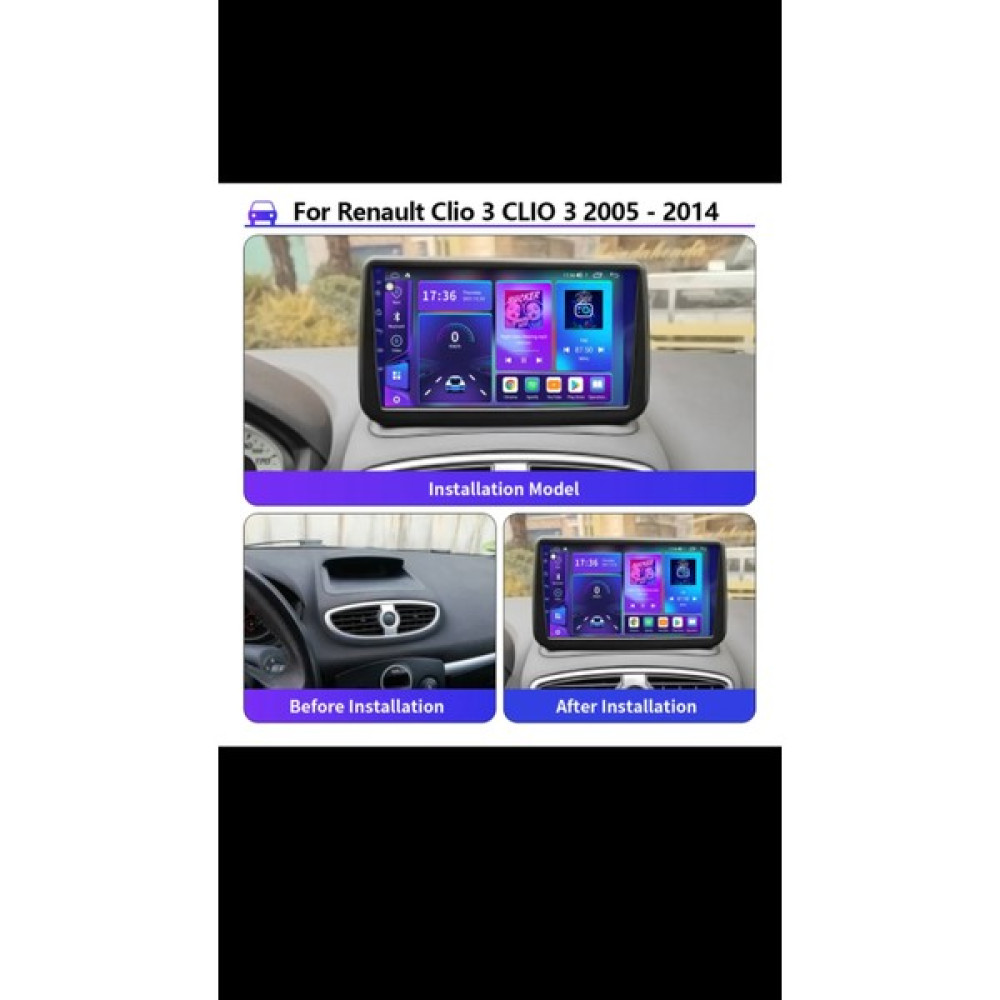 Sound City Clio 3 2006-14 Multimedya 2gb Ram 32 GB Hafıza CarPlay/androidauto kamera hediyeli - Siyah Oto Görüntü Sistemleri Fiyatı