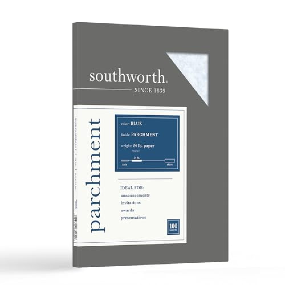 Southworth® Parchment Specialty Paper, 8.5" x 11", 24 Lb, Blue, Pack Of 100