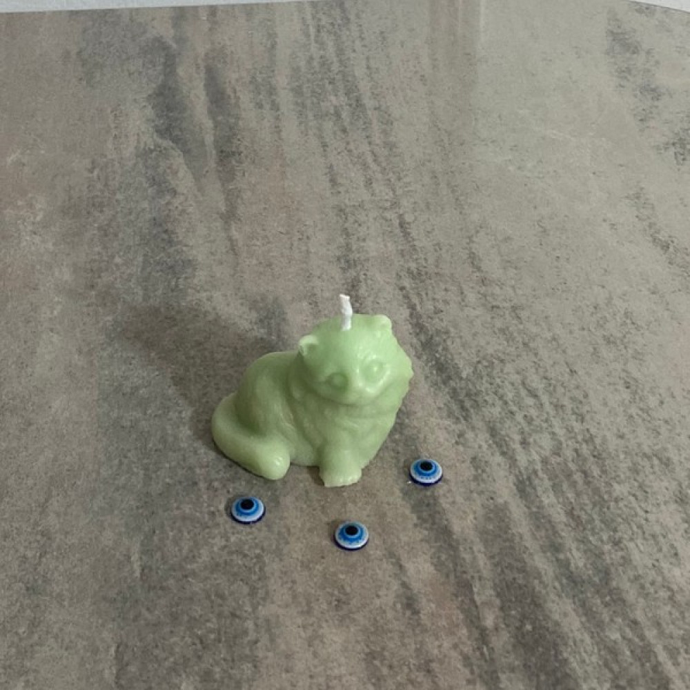 Souvenirs Pool Hediyelik, Dekoratif, Kokulu, Su Yeşili (Mint Yeşili) Kedi Figürlü Mum - 1 Adet Dekoratif Mum Fiyatı