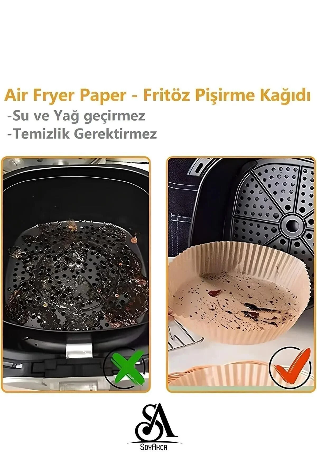 SoyAkca Philips Airfryer Xiaomi Uyumlu Hava Fritözü Hava Firitözü Philips Yağsız Fritöz Pişirme Kağıdı 50li" Pişirme Kağıdı Fiyatı