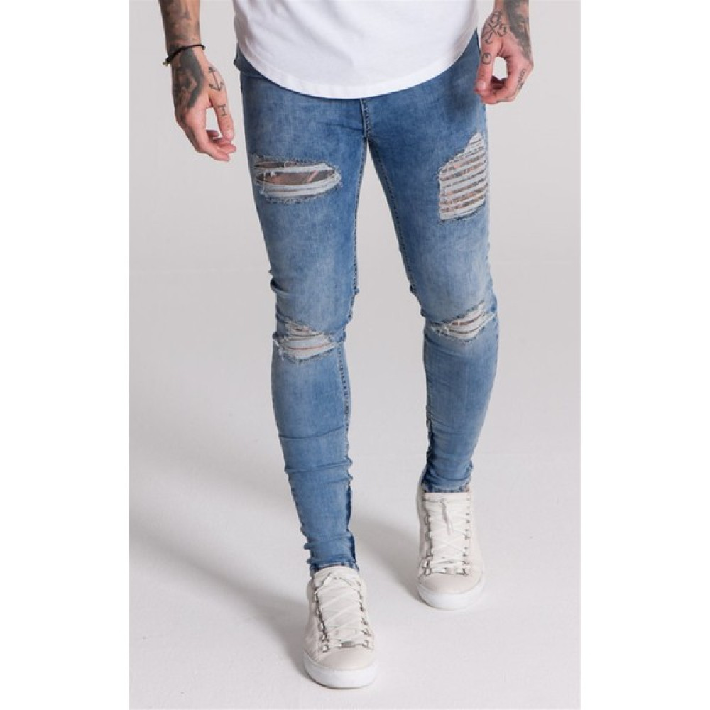 Soydance Paçası Fermuarlı Yırtık Jean Mavi Açık Erkek Jeans / Kot Pantolon Fiyatı