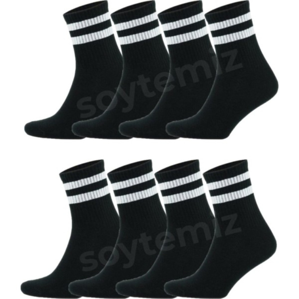 Soytemiz Çizgili Kolej Çorap 8 Çift Siyah Unisex Çorap (Outdoor) Fiyatı