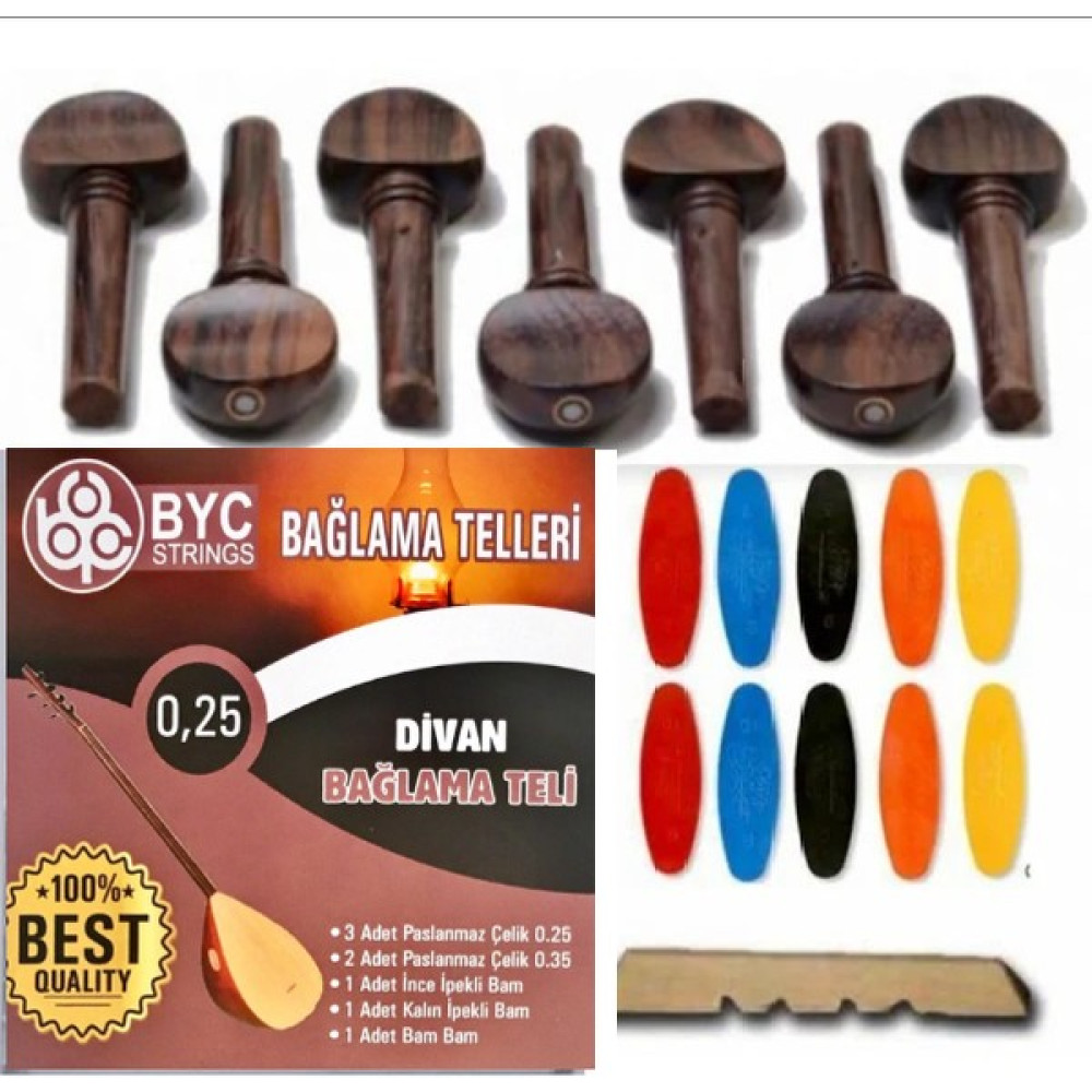Söz Pelesenk Burgu + BYC Bağlama Teli 0,25 + Mızrap Takımı + Köprü Müzik Aleti Aksesuarları Fiyatı