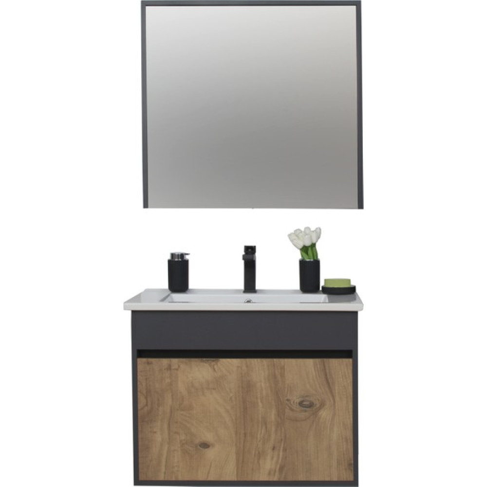 Sözcan Group Aras Tk. (Asma Alt+Üst+Lavabo) Antrasit Atlantik Çam 55 cm - Antrasit - Atlantik Çam Banyo Dolabı / Mobilyası Fiyatı