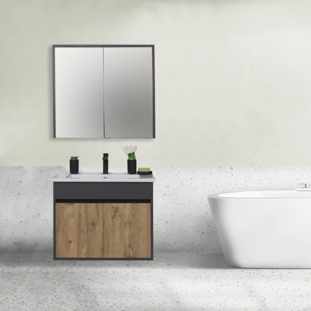Sözcan Group Aras Tk. (Asma Alt+Üst+Lavabo) Antrasit/Atlantik Çam 65 cm - Antrasit - Atlantik Çam Banyo Dolabı / Mobilyası Fiyatı