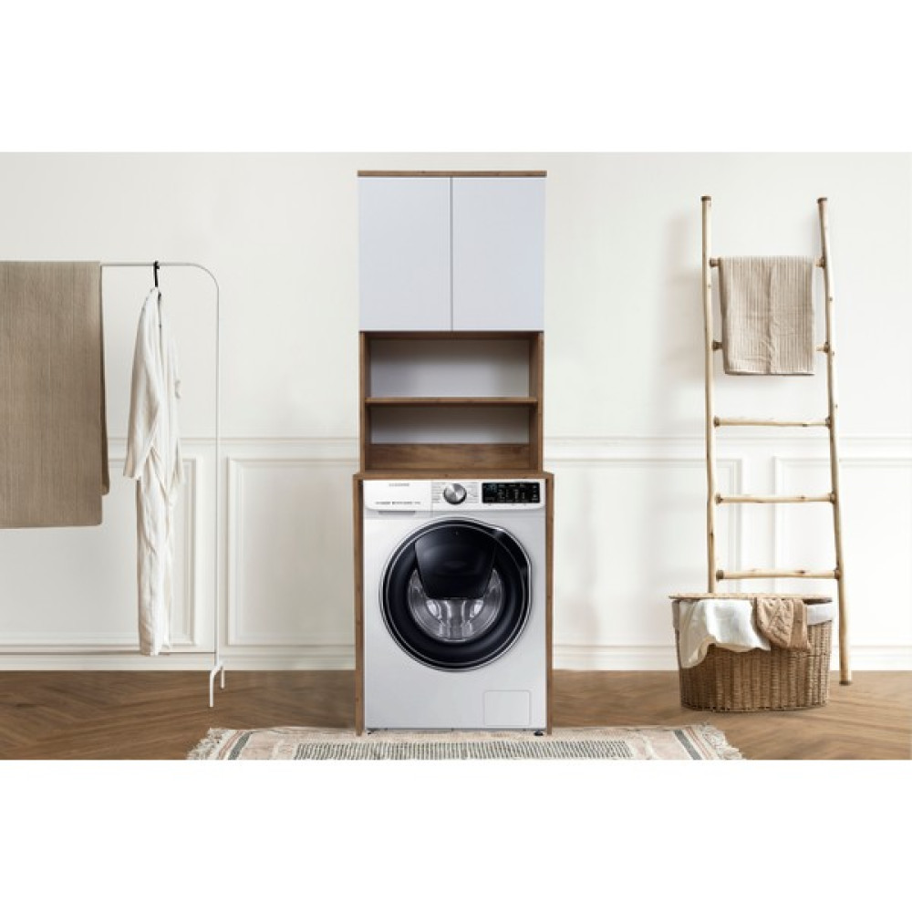 Sözcan Group Çamaşır Makinesi Dolabı 2 Kapaklı 3 Raflı Beyaz-Atlantik Çam - Atlantik Çam - Beyaz Banyo Dolabı / Mobilyası Fiyatı
