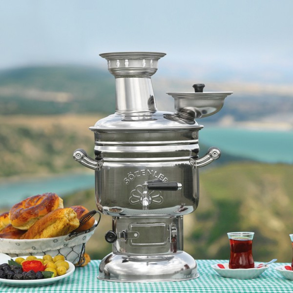 Sözenler 4 Litre Krom Kömürlü Semaver KS11-FIRAT Bahçe Aksesuarı Fiyatı
