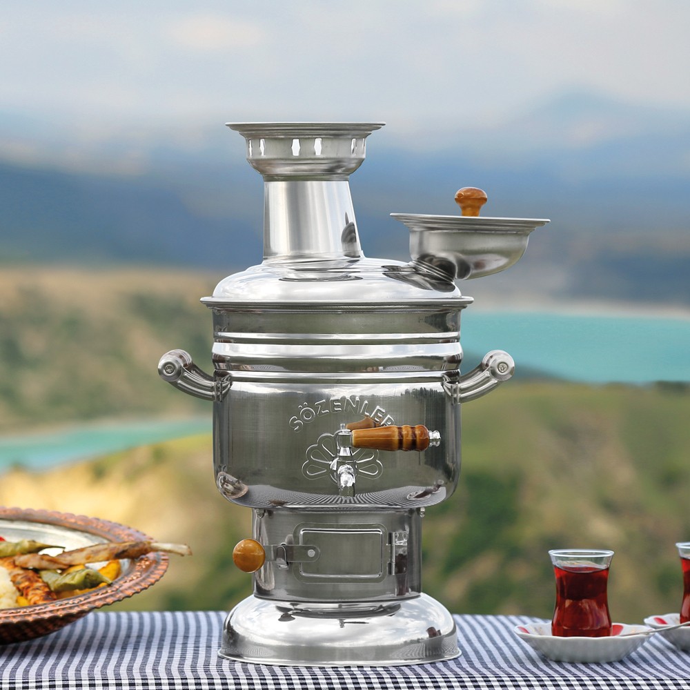 Sözenler 4 Litre Krom Kömürlü Semaver Porselen Kulp KS11 P-Dicle Diğer Fiyatı