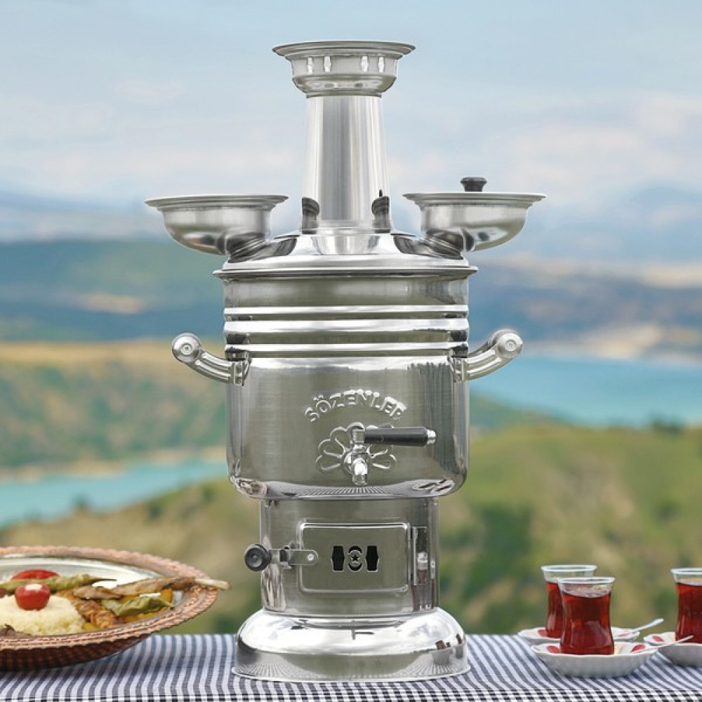 Sözenler 6 Litre Krom Odunlu Semaver KS14 S-Gediz Bahçe Aksesuarı Fiyatı