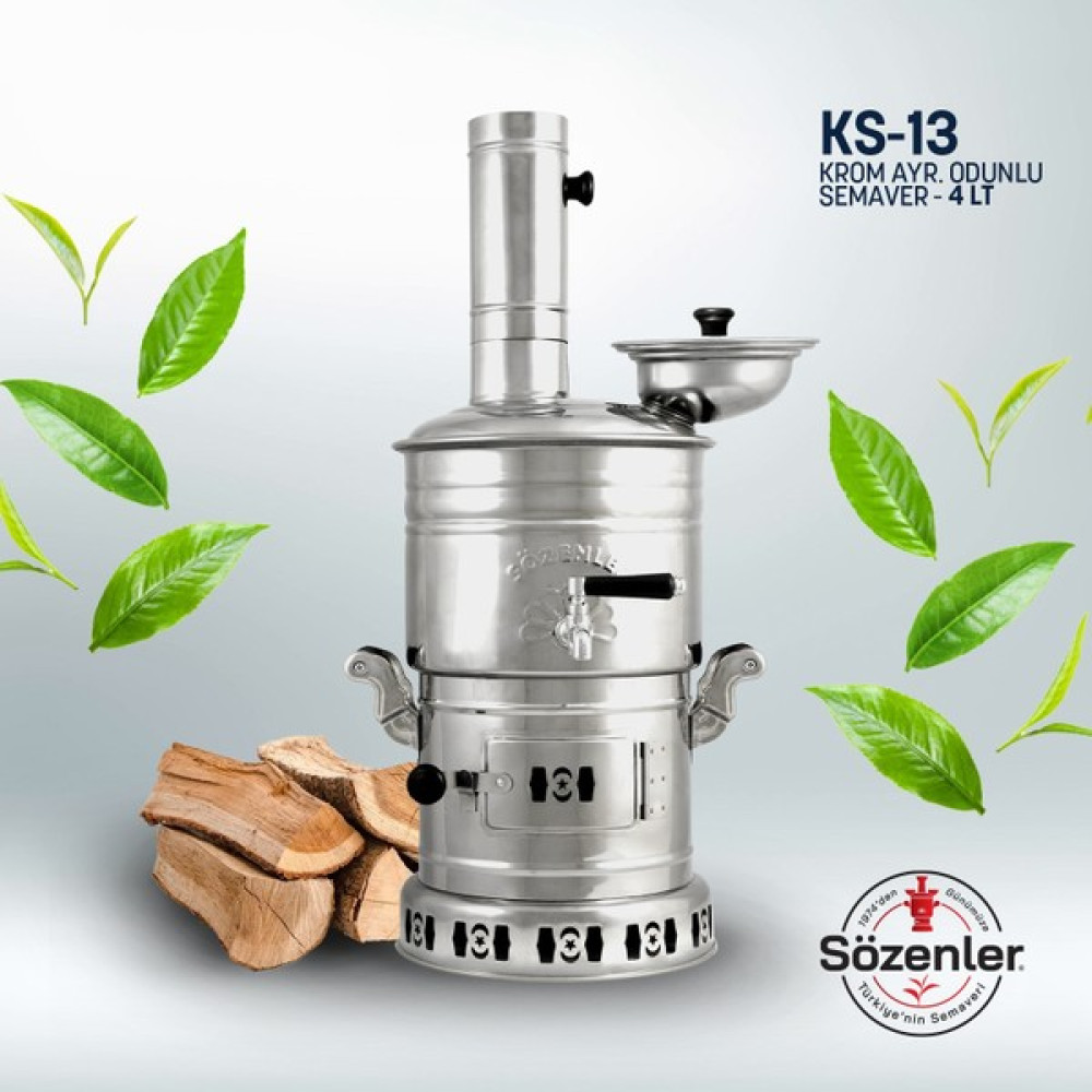 Sözenler Krom Ayrılabilir Odunlu Semaver 4 Lt - Gri Bahçe Aksesuarı Fiyatı