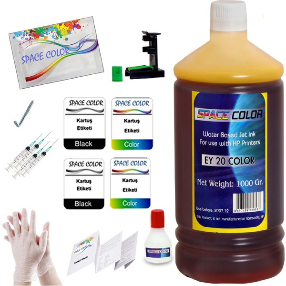Space Color Canon Pixma E404/ E414/ E484 Uyumlu 1000 ml Sarı Kartuş Dolum Seti Kartuş Dolum Ürünleri Fiyatı