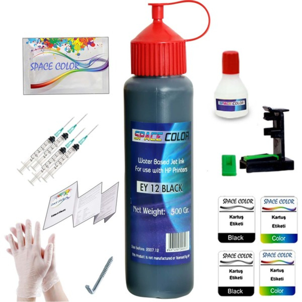 Space Color Spacecolor Canon Pixma E404/ E414/ E484 Uyumlu 500 ml Siyah Kartuş Dolum Seti Kartuş Dolum Ürünleri Fiyatı