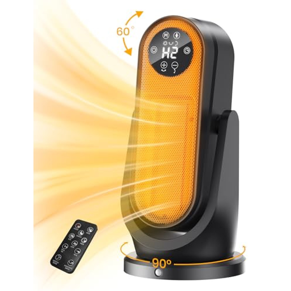 Space Heater for Indoor Use, Two-way Oscillation Portable Heater, 1200W Electric Heater with Human Body Sensor 4 Modes Overheat Protection, 12H Timer PTC Ceramic Heaters for Bedroom Living Room Office Heaters Fiyatı