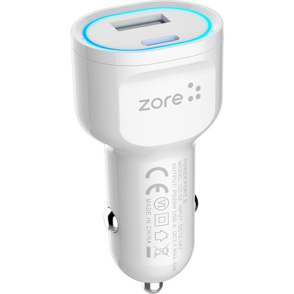Space-M Araç Şarj Başlığı Pd 20W Hızlı Şarj Özellikli LED Işıklı Qc 3.0 Usb-A ve Type-C Pd Araç Şarj Başlığı Pd 20W (Ce Sertifikalı) - Beyaz Cep Telefonu Araç Kiti Fiyatı