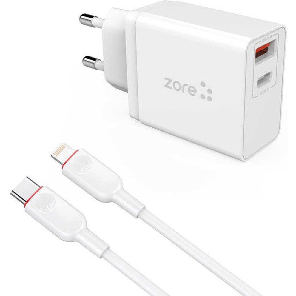 Space-M İOS 14/13/12/11 Serileri Uyumlu (18W) Hızlı Şarj Aleti Çift Girişli Yeni Nesil Usb-C Lightning Hızlı Şarj Cihazı - Beyaz Cep Telefonu Şarj Cihazı Fiyatı