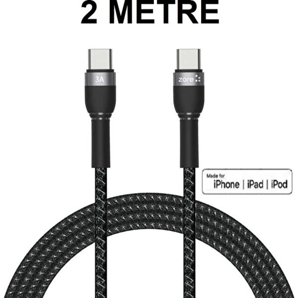 Space-M İPHONE15/15 PRO/15PLUS/15 Pro Max Serileri Uyumlu Type-C To Type-C Yeni Nesil Hızlı Şarj Kablosu Hasır Örgü Şarj Kablosu - Siyah Cep Telefonu Kablosu Fiyatı