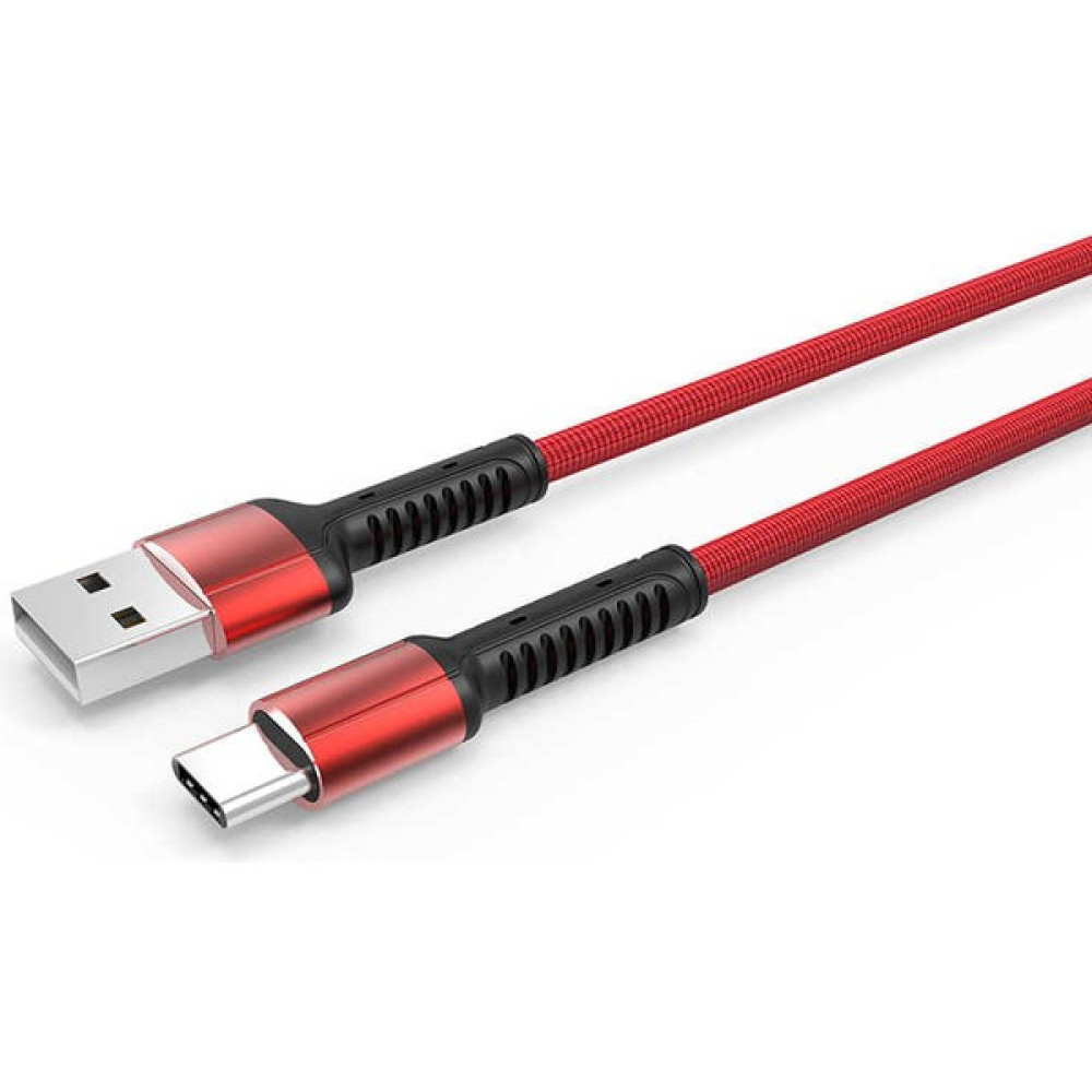 Space-M Samsung Huawei Xiaomi Ve Tüm Cihazlar Ile Uyumlu 2.4A Hasır USB Type-C Hızlı Şarj Kablosu - Kırmızı Cep Telefonu Şarj Cihazı Fiyatı