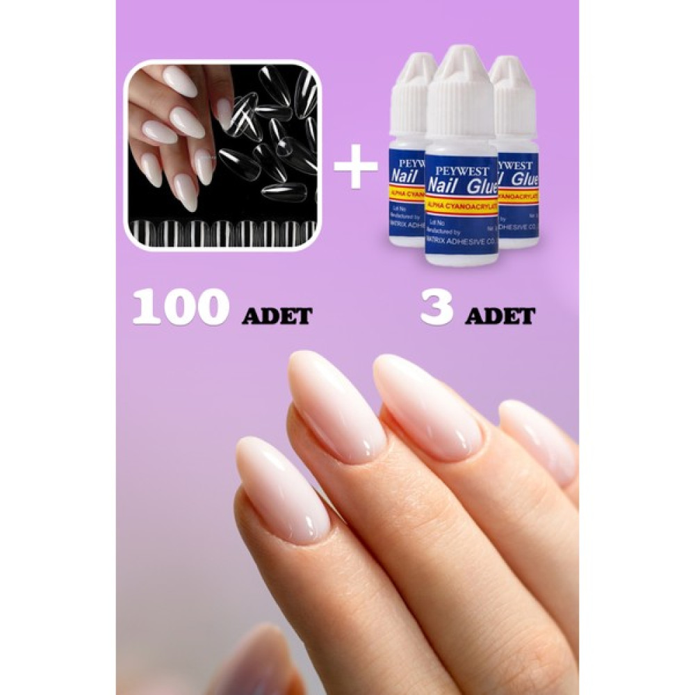 Space Shop Peywest 2li Tırnak Seti (100 Adet Şeffaf Badem Protez Tırnak + 3 Adet Proffesional Nail Tırnak Yapı Tırnak Bakımı Fiyatı
