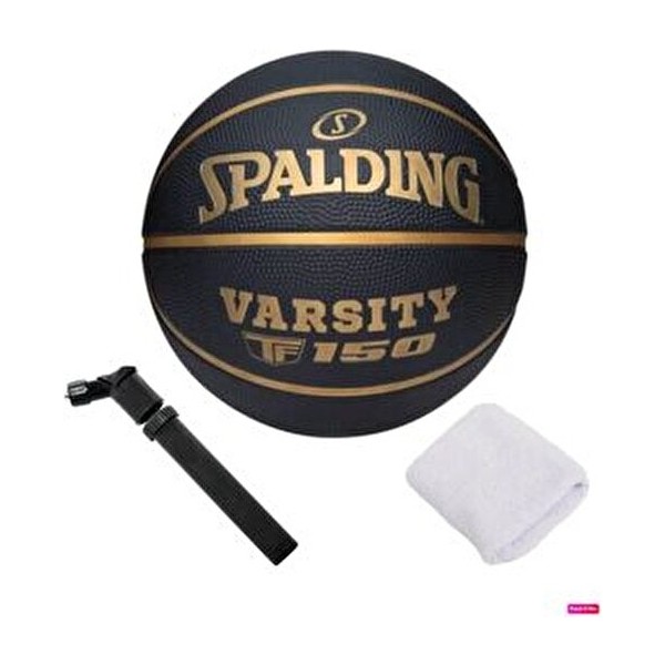 Spalding Basketbol Topu Varsity Black Gold TF-150 Size:6+ Pompa + Havlu Bileklik El / Yüz Havlusu Fiyatı
