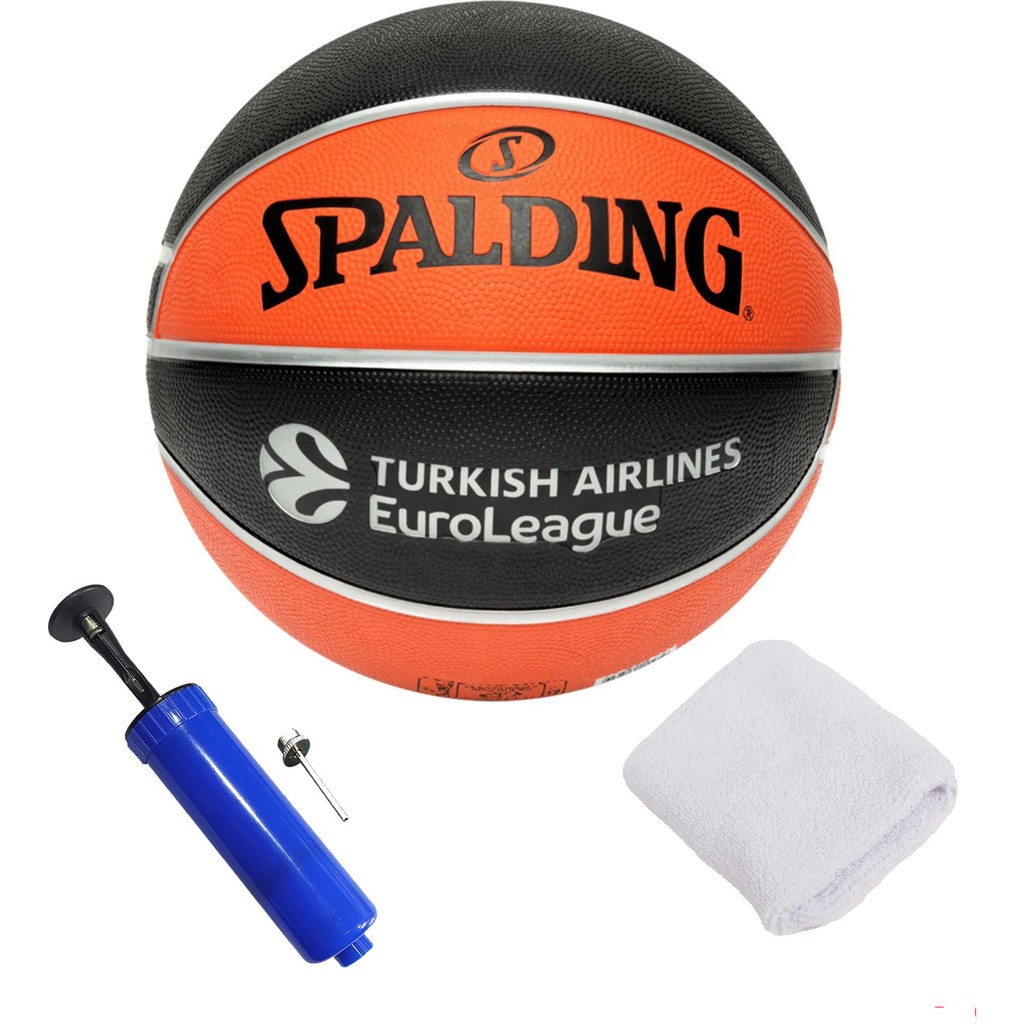 Spalding TF-150 Euroleague Kauçuk Antrenman Basketbol No 7 Outdoor Maç Topu 600 gr + Pompa + Havlu Bileklik El / Yüz Havlusu Fiyatı