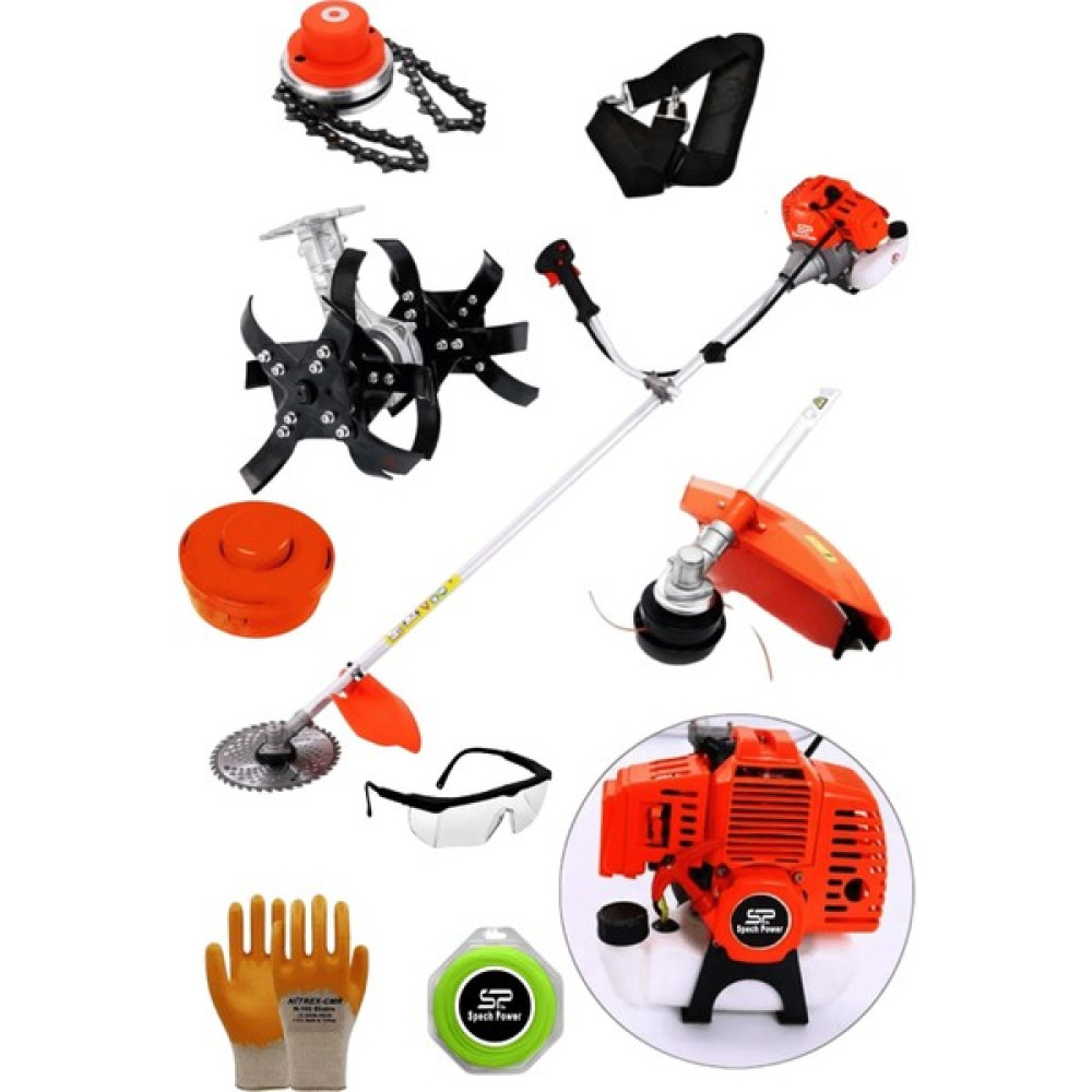 Spech Power 11 Hp Yan Tipi Benzinli Ot Çalı Çim Biçme Tırpan Makinesi Canavar Başlık Çapa Aparat Bahçe Makinesi Fiyatı