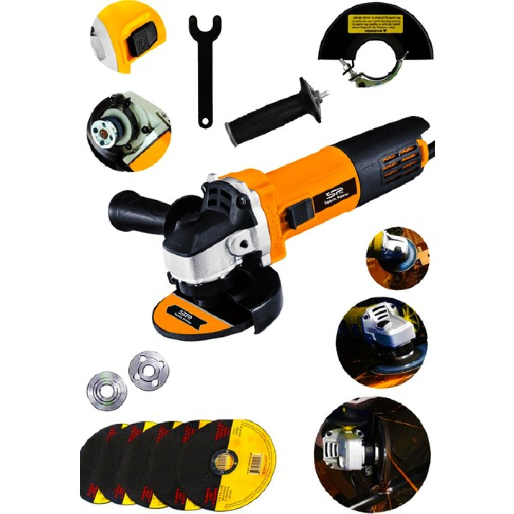 Spech Power Amerikan 4500 Watt Metal Şanzuman Çift Bakır Sargı Avuç İçi Taşlama Demir Metal Kesme Makinası +5 Taş - 0 Taşlama Makinesi Fiyatı