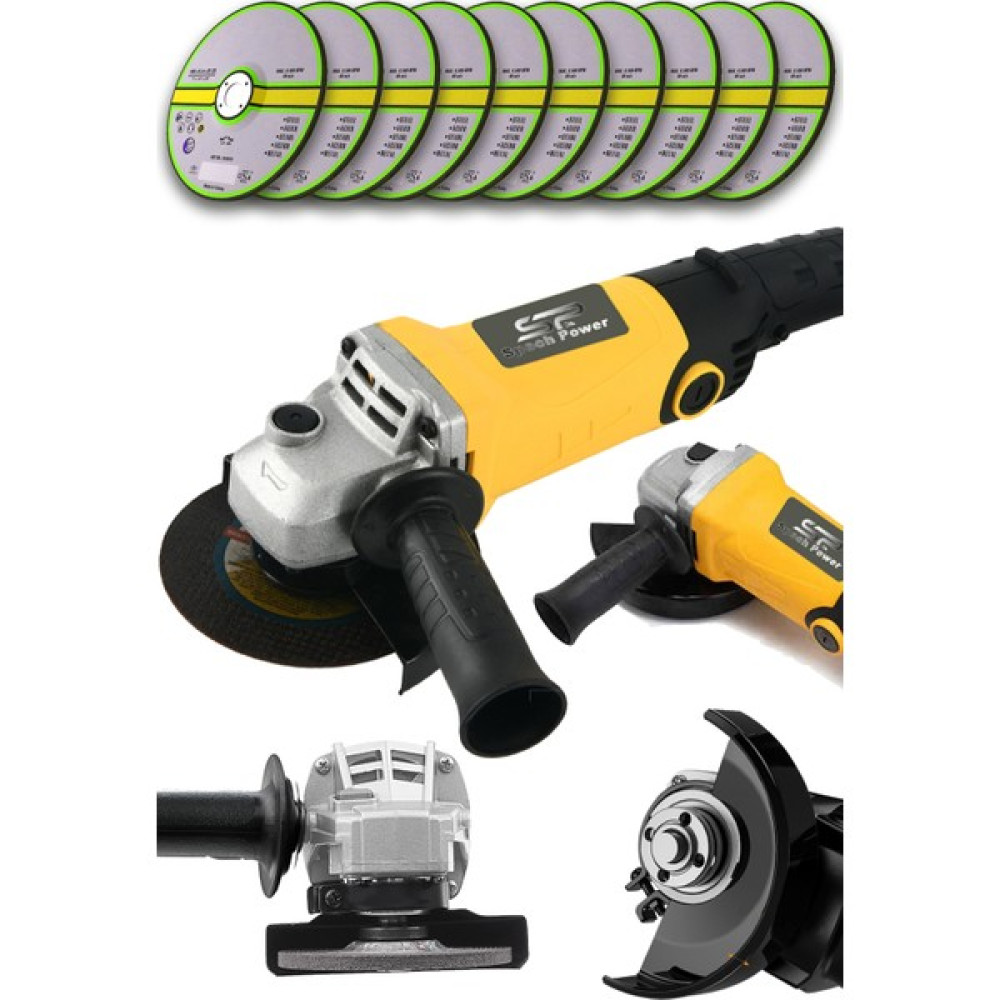 Spech Power Amerikan Bakır Sargılı 6 Kademeli Gövde Devir Ayarlı 3400 W 115 mm Kuyruklu Taşlama Makinası 10 Taş Hediyeli Taşlama Makinesi Fiyatı