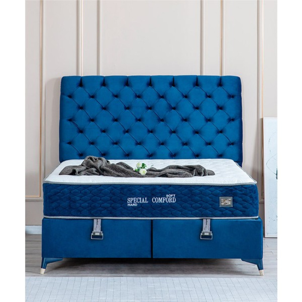 Special Comford Çift Kişilik Baza ve Başlık Yataksız - 160 x 200 cm - Mavi Baza Fiyatı